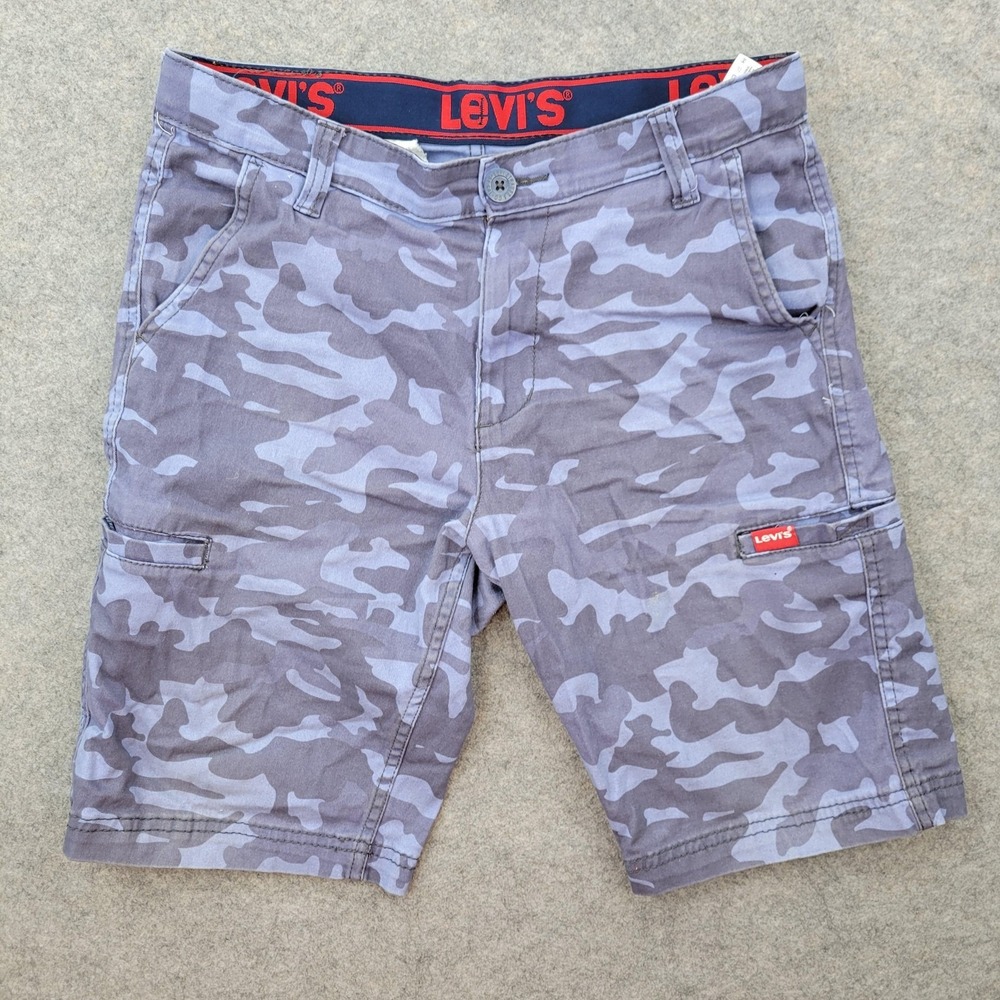 Levi's Shorts Boys 14 Gray Camo Cargo Twill‎ Stretch Flat Front Summer Casual